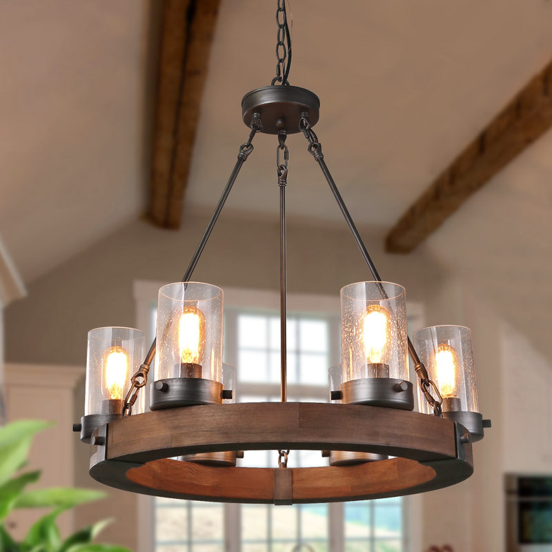 17 Stories Wirksworth 6 Light Unique Wagon Wheel Chandelier Wayfair
